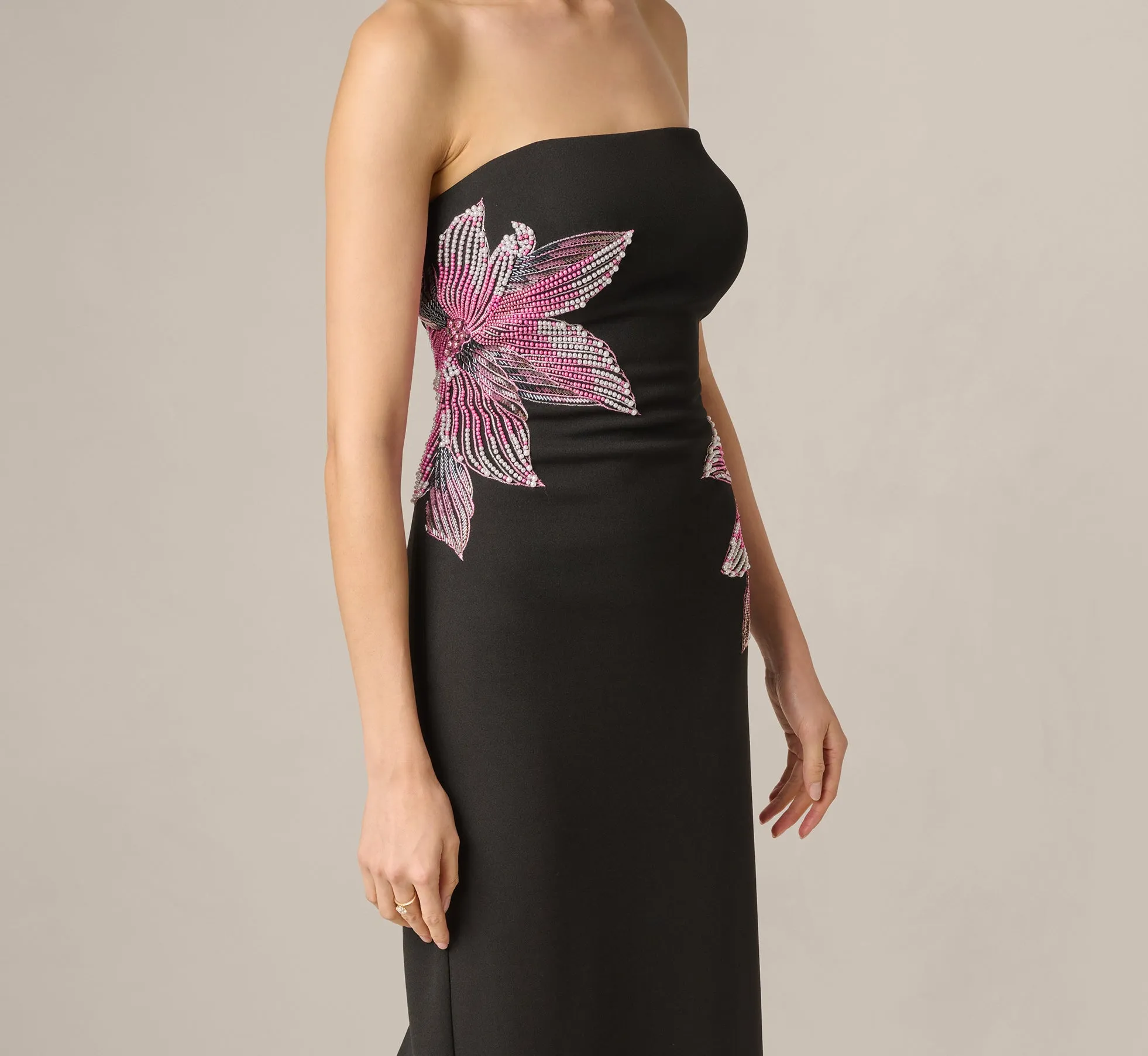 Strapless Beaded Flower Gown In Black sold by Adrianna Papell product image thumbnail 3