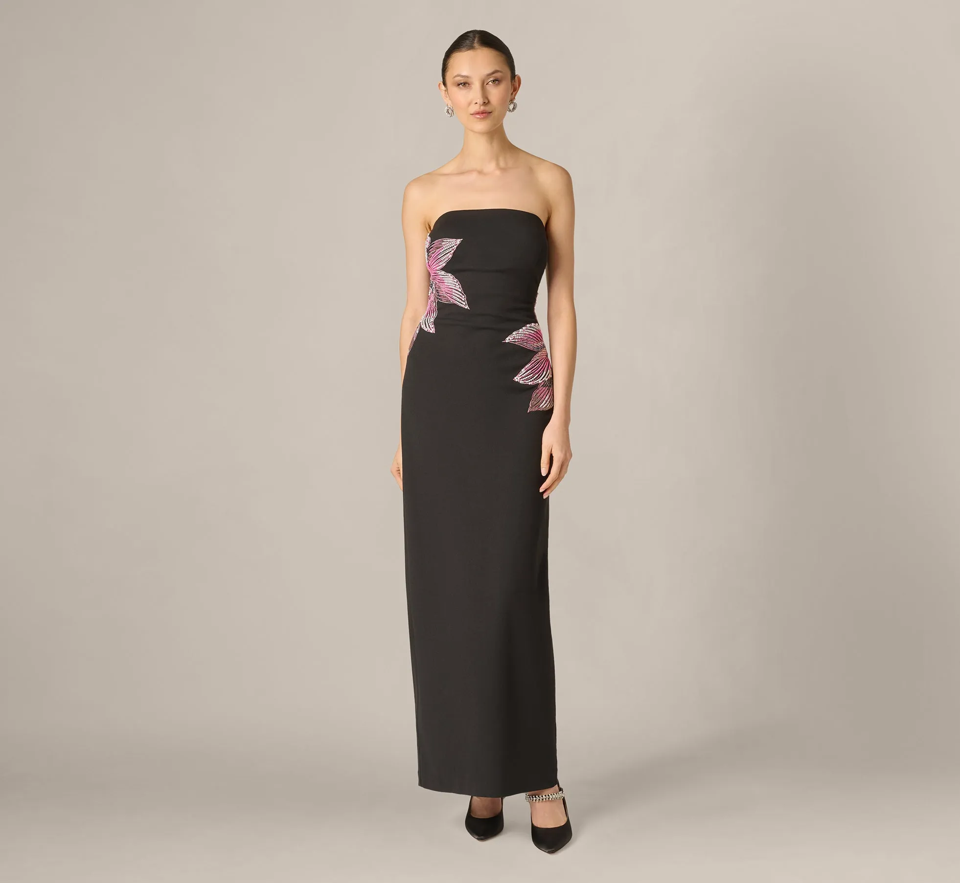 Strapless Beaded Flower Gown In Black sold by Adrianna Papell product image thumbnail 2