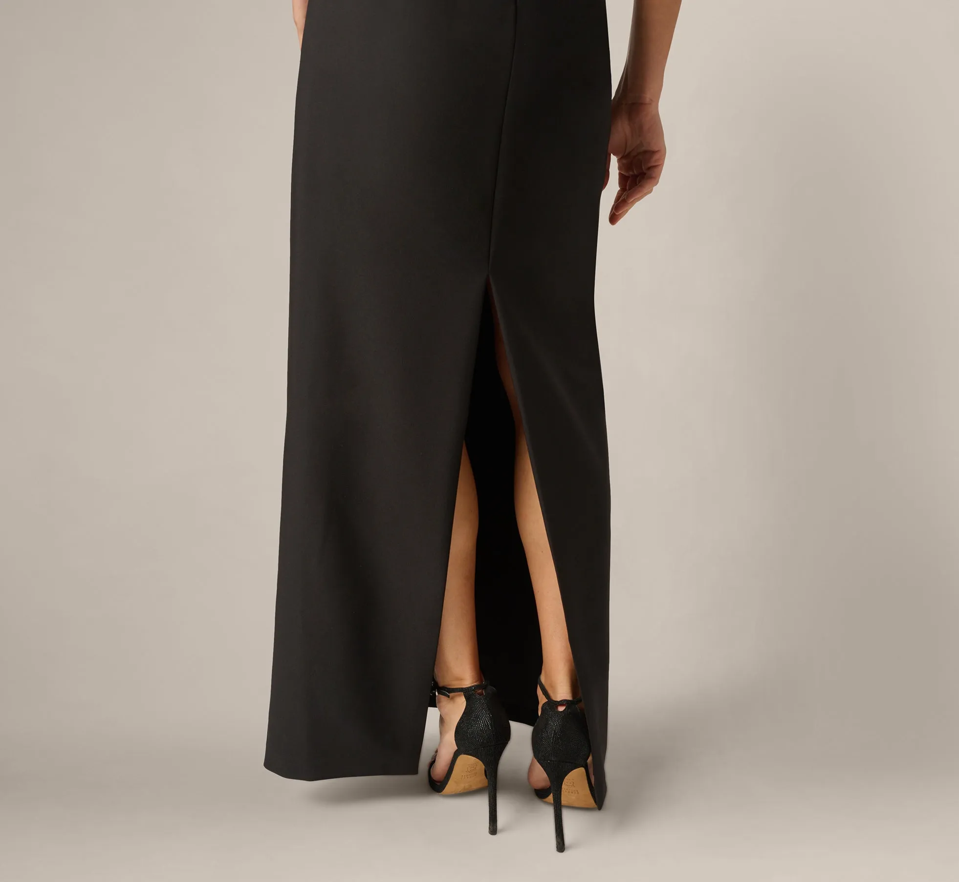 Blouson Lace Trim Plunge Gown In Black sold by Adrianna Papell product image thumbnail 4