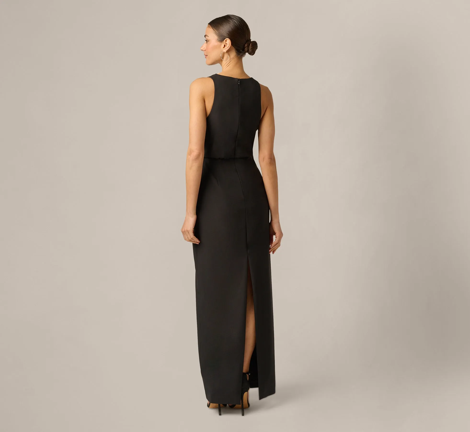 Blouson Lace Trim Plunge Gown In Black sold by Adrianna Papell product image thumbnail 5