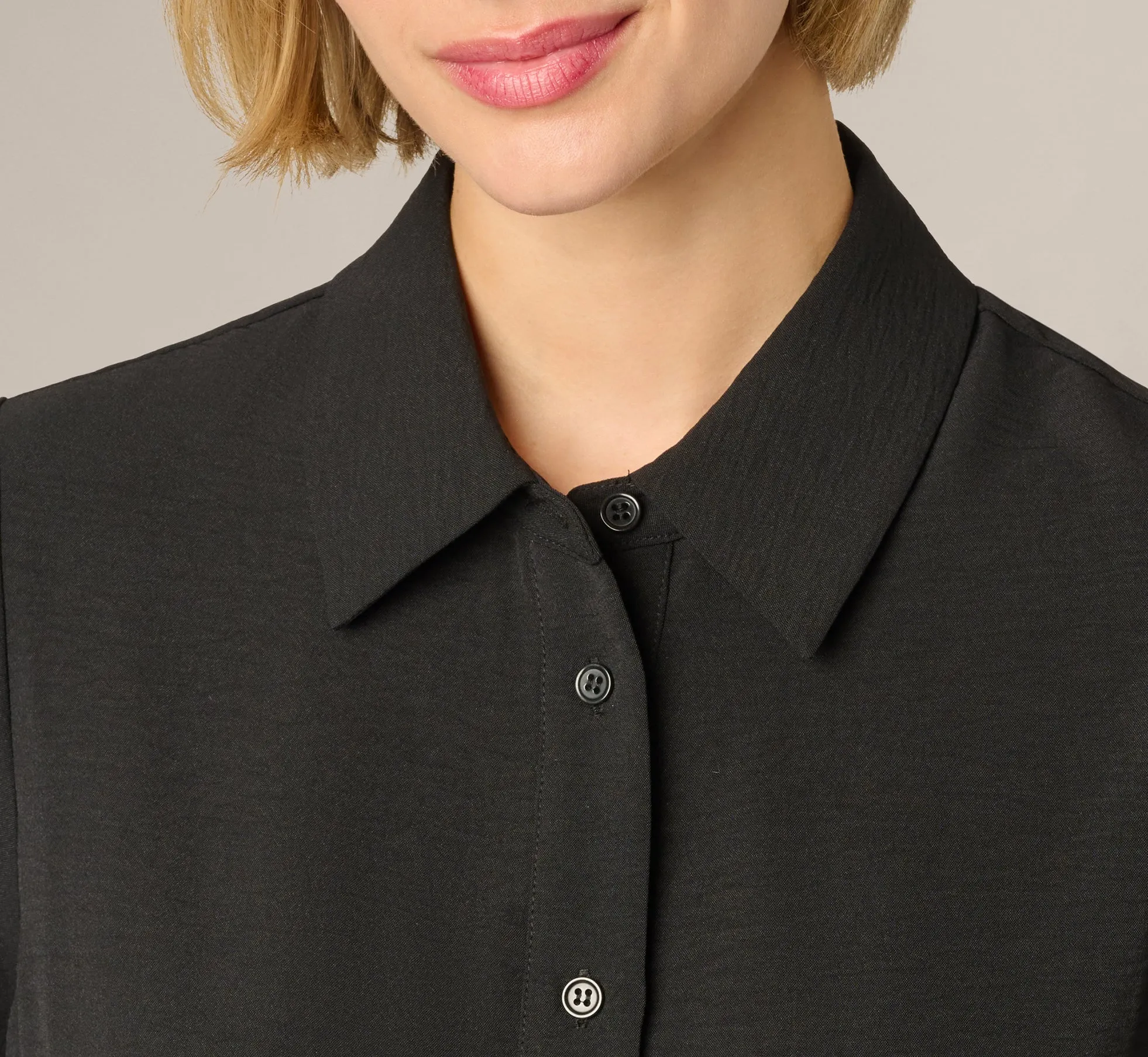 Short Sleeve Scalloped Floral Embroidery Blouse In Black Ivory sold by Adrianna Papell product image thumbnail 5