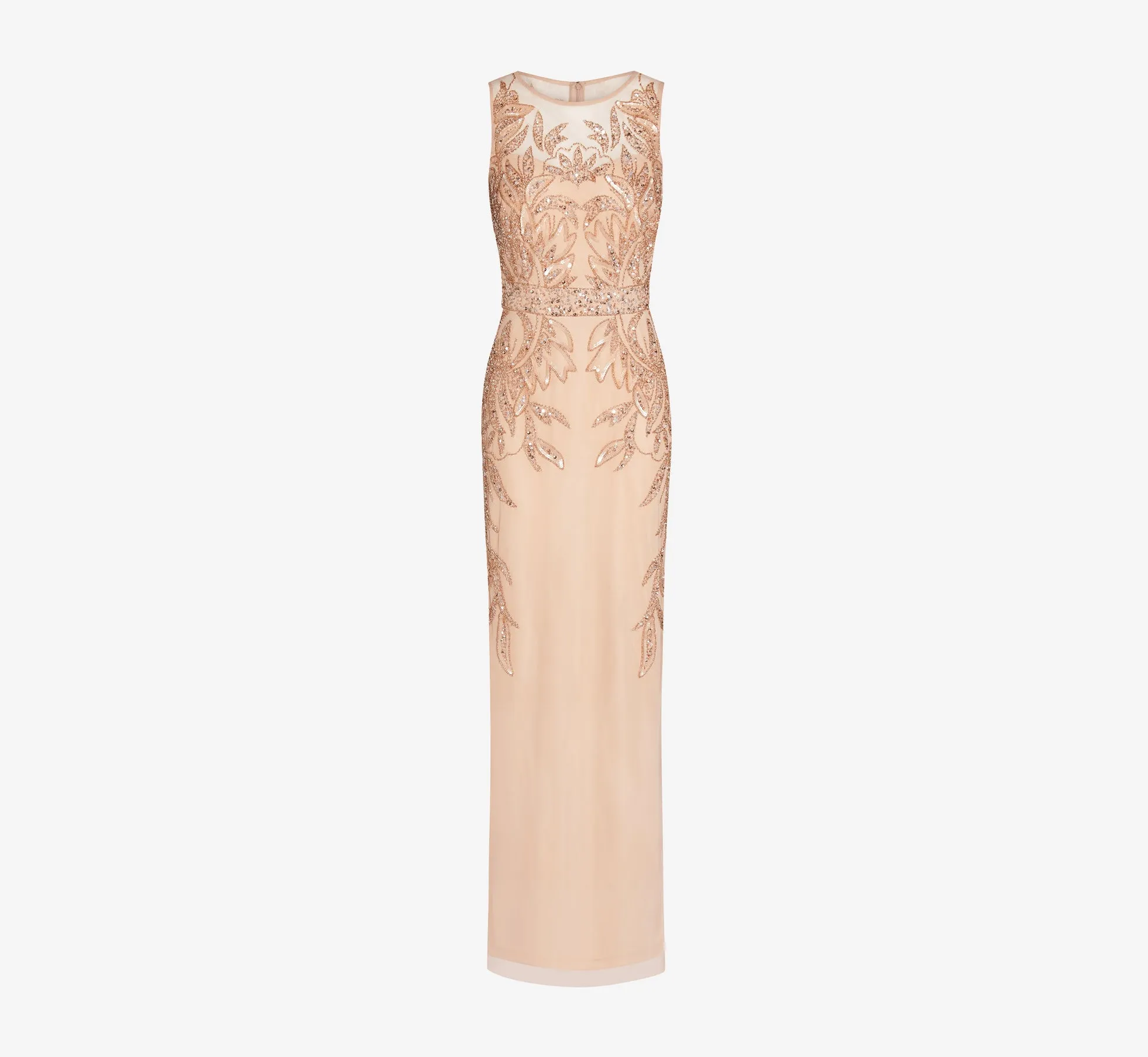 Adrianna Papell Hand-Beaded Sleeveless Slim Column Gown In Rose Gold sold by Adrianna Papell product image thumbnail 5