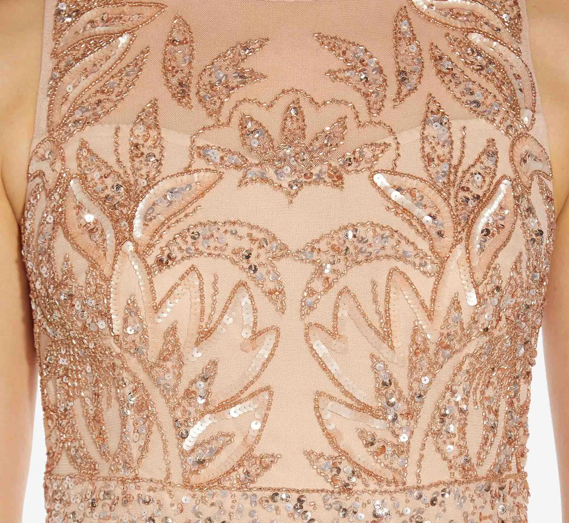 Adrianna Papell Hand-Beaded Sleeveless Slim Column Gown In Rose Gold sold by Adrianna Papell product image thumbnail 2
