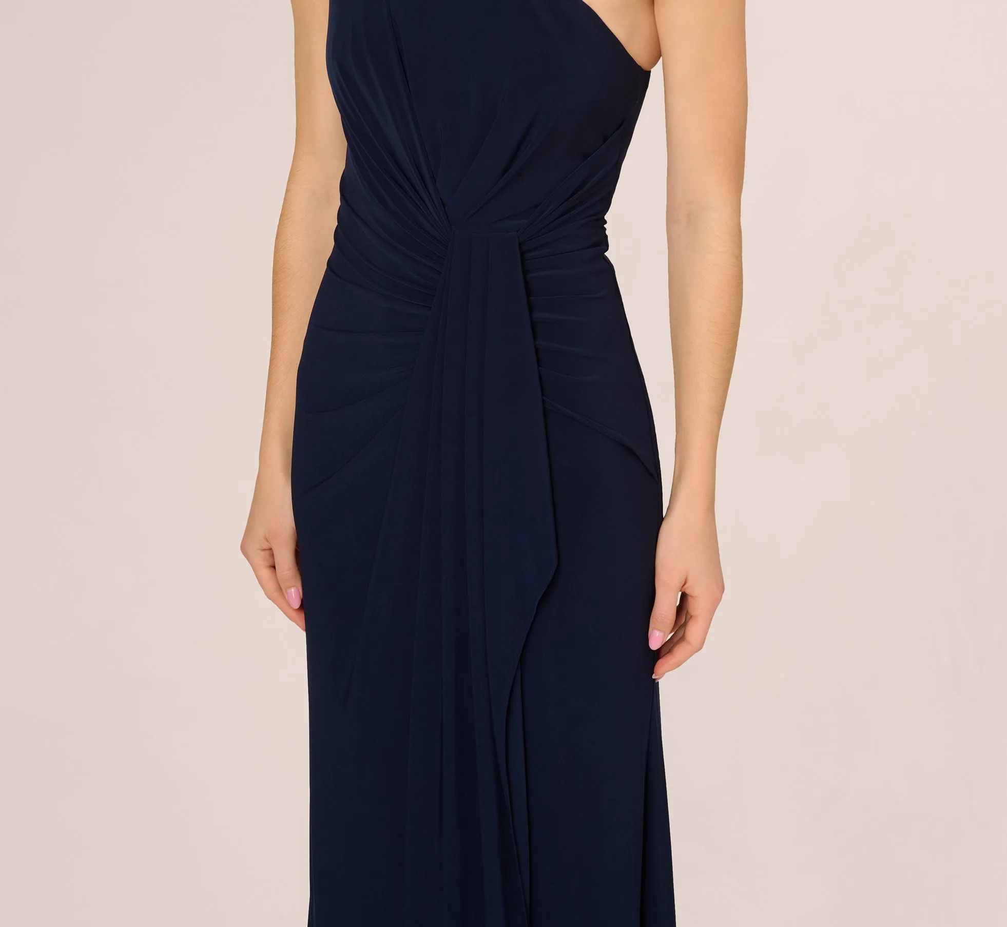 One Shoulder Dress With Draped Waist Detail In Midnight sold by Adrianna Papell product image thumbnail 4