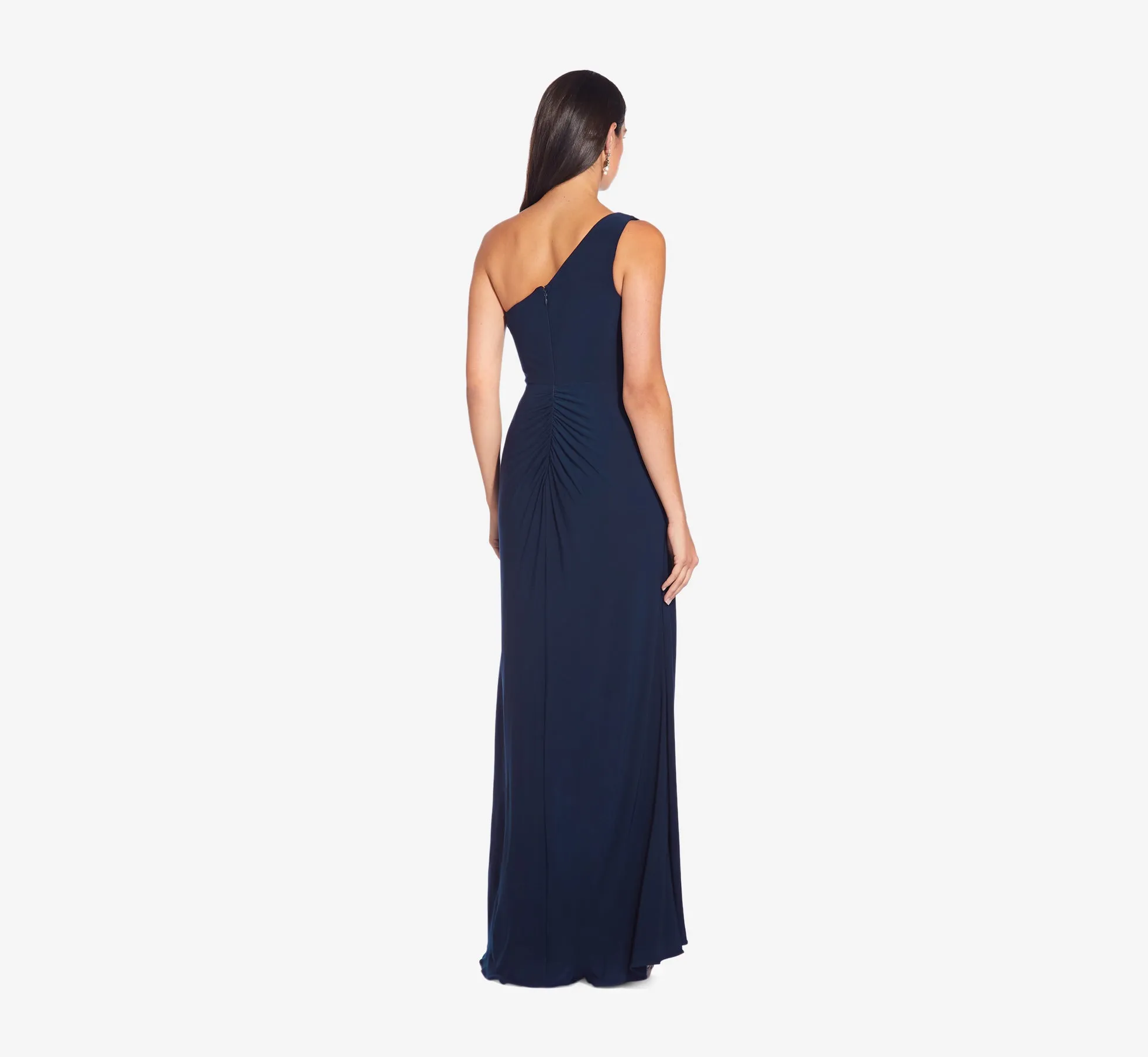 One Shoulder Dress With Draped Waist Detail In Midnight sold by Adrianna Papell product image thumbnail 5
