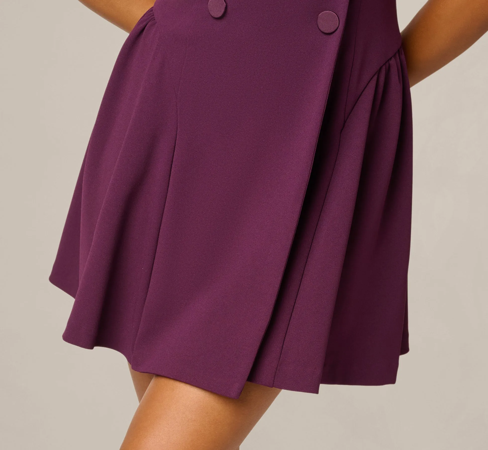 Satin Lapel Stretch Tuxedo Mini Dress In Pinot Noir sold by Adrianna Papell product image thumbnail 4