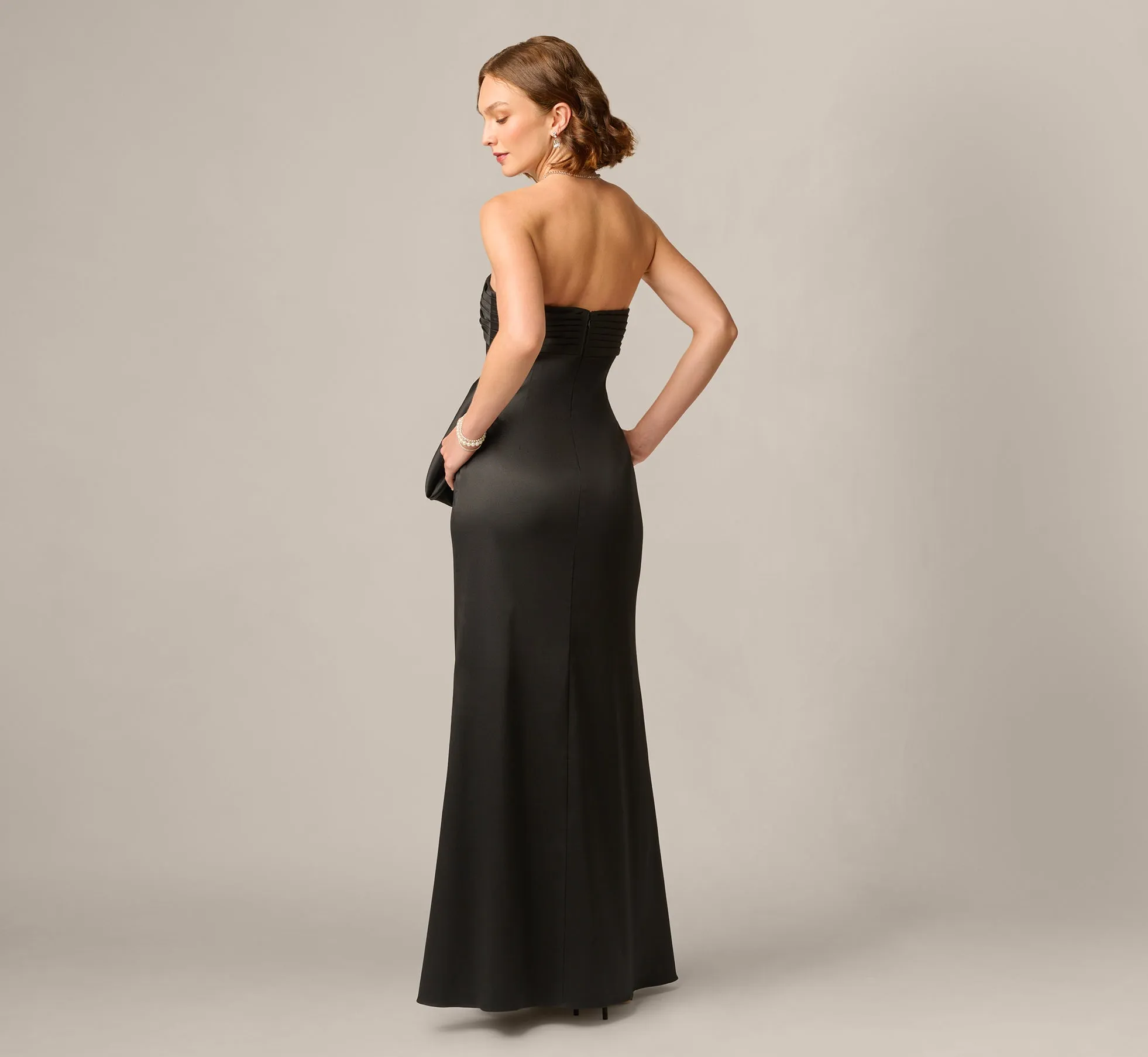 Strapless Stretch Mikado Origami Pleated Gown In Black sold by Adrianna Papell product image thumbnail 5