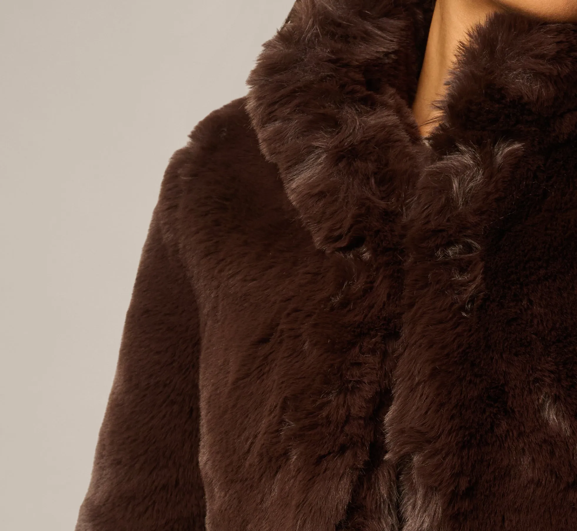 Short Sleeve Faux Fur Coverup Jacket In Dark Brown sold by Adrianna Papell product image thumbnail 3