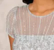 Beaded Short Sleeve Midi Dress With Sheer Details In Snow Globe sold by Adrianna Papell