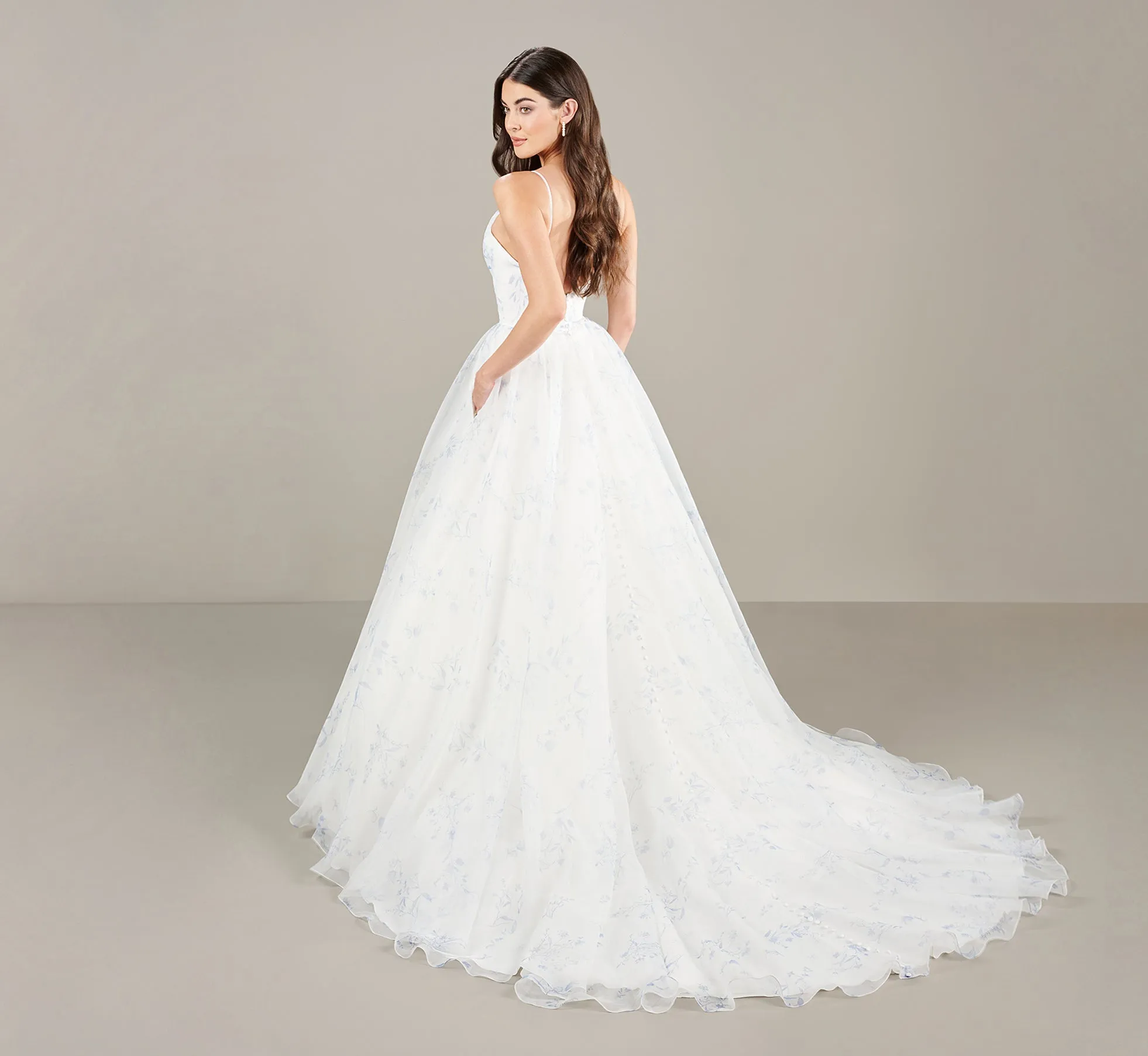 Organza Wedding Ball Gown In Ivory Blue sold by Adrianna Papell product image thumbnail 3