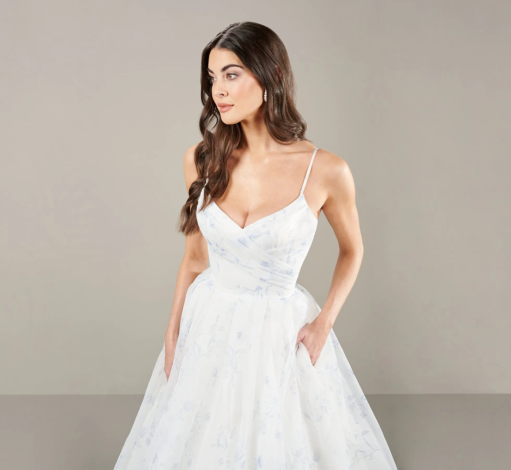 Organza Wedding Ball Gown In Ivory Blue sold by Adrianna Papell product image thumbnail 2