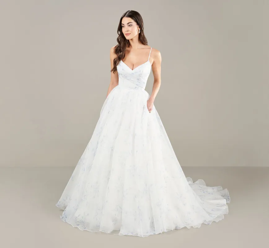 Organza Wedding Ball Gown In Ivory Blue sold by Adrianna Papell