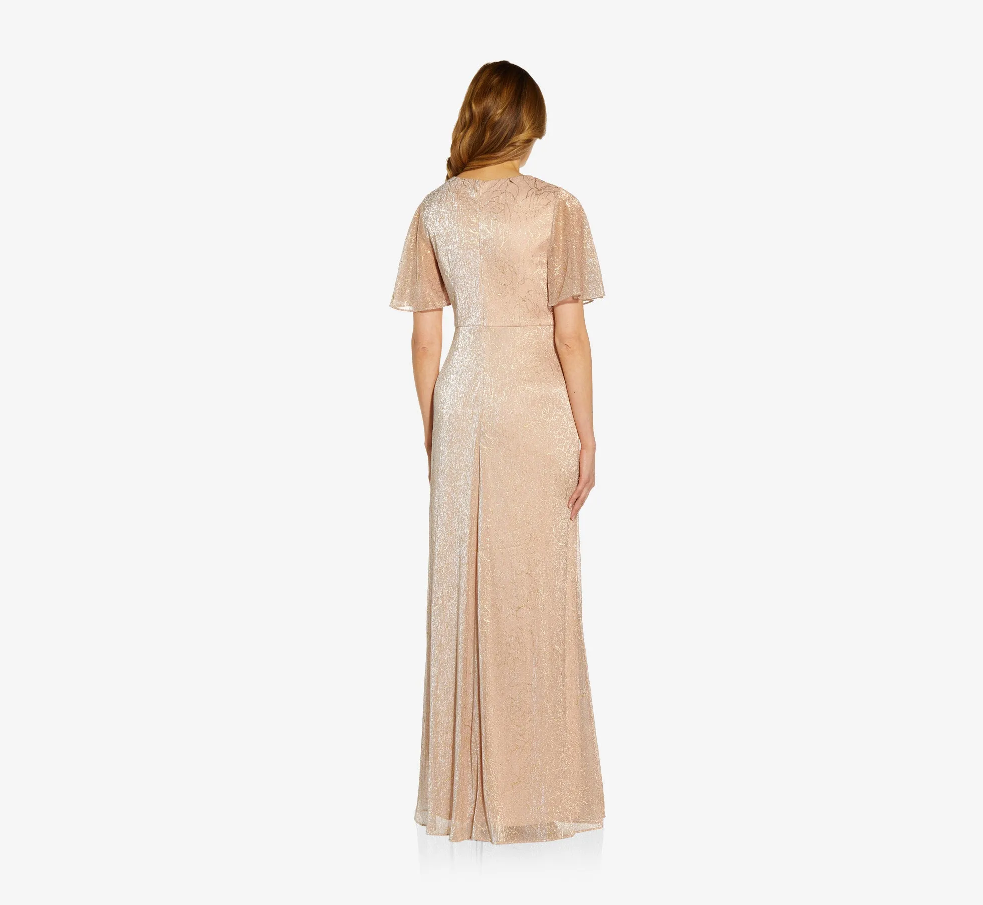 Metallic Mesh Draped Gown In Rose Gold sold by Adrianna Papell product image thumbnail 2