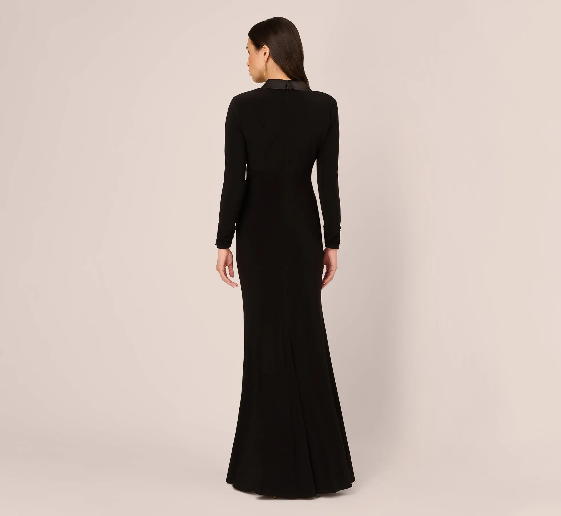 Tuxedo Mermaid Gown With Long Sleeves In Black sold by Adrianna Papell product image thumbnail 4
