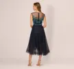 Beaded Midi Dress With Tulle Skirt In Midnight Multi sold by Adrianna Papell