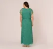 Plus Size Beaded Blouson Mermaid Gown With Sheer Dolman Sleeves In Jungle Green sold by Adrianna Papell