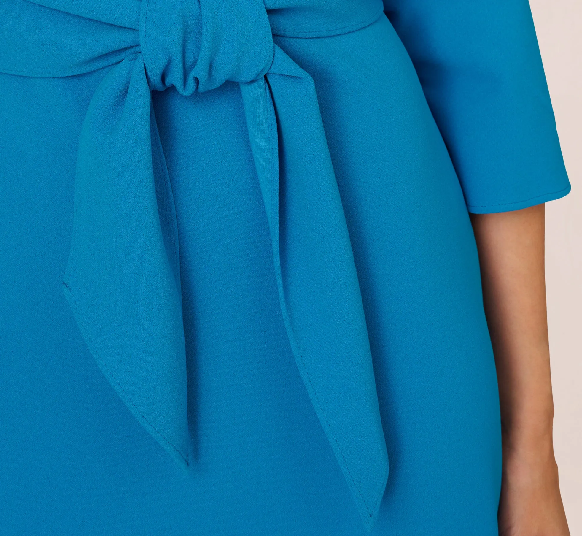 Stretch Knit Crepe Tie-Front Midi-Length Sheath Dress In Deep Cerulean sold by Adrianna Papell product image thumbnail 5