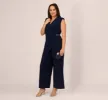 Plus Size Sleeveless Jersey Wide Leg Jumpsuit With Shawl Neckline In Midnight sold by Adrianna Papell