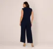 Plus Size Sleeveless Jersey Wide Leg Jumpsuit With Shawl Neckline In Midnight sold by Adrianna Papell