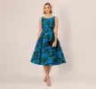 Boat Neck Jacquard Midi Dress In Blue Green sold by Adrianna Papell