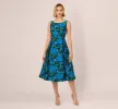Boat Neck Jacquard Midi Dress In Blue Green sold by Adrianna Papell
