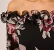 Off The Shoulder Jumpsuit With Floral Embroidered Bodice In Black Multi sold by Adrianna Papell