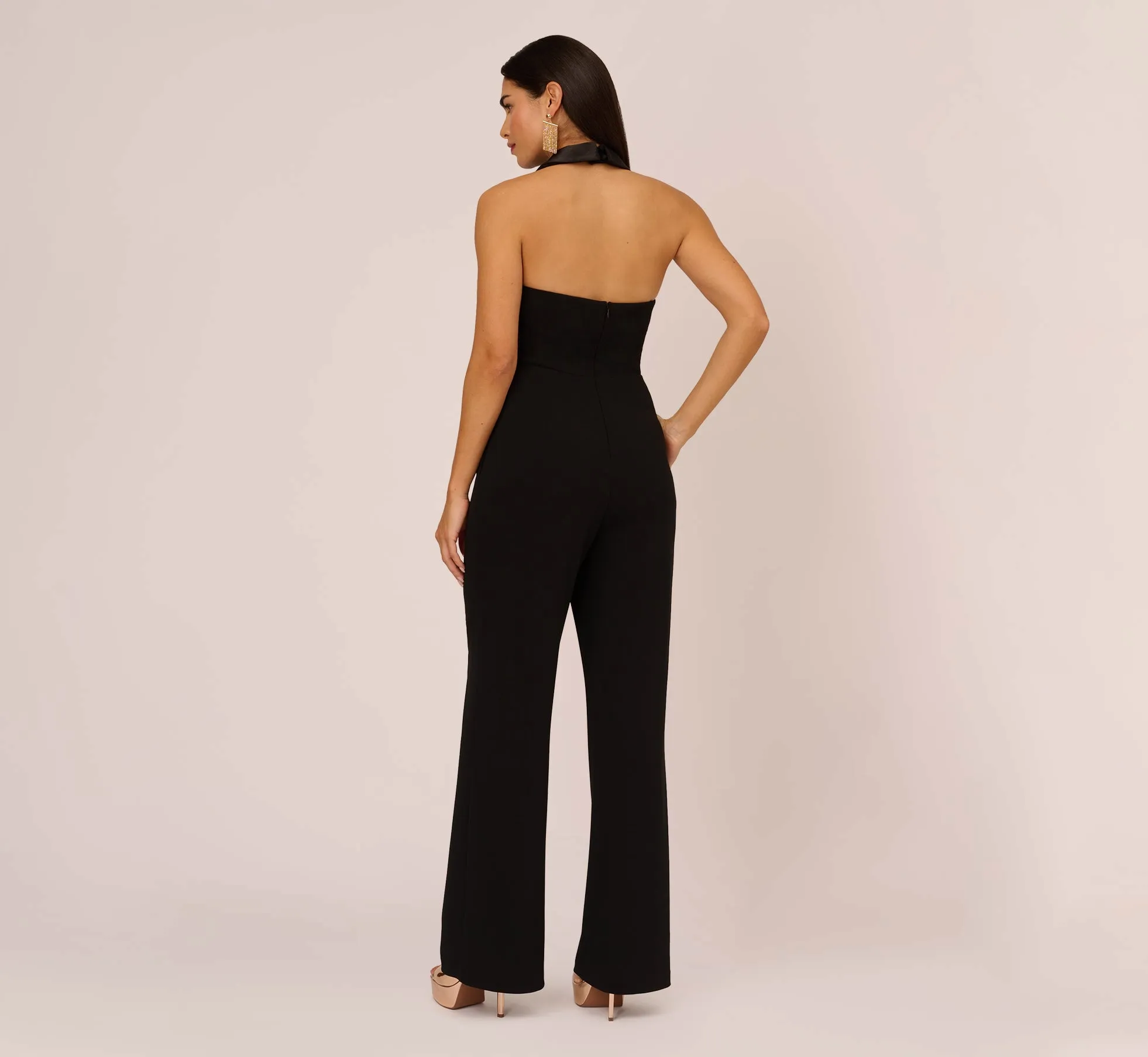 Tuxedo Jumpsuit With Halter Neckline In Black sold by Adrianna Papell product image thumbnail 4