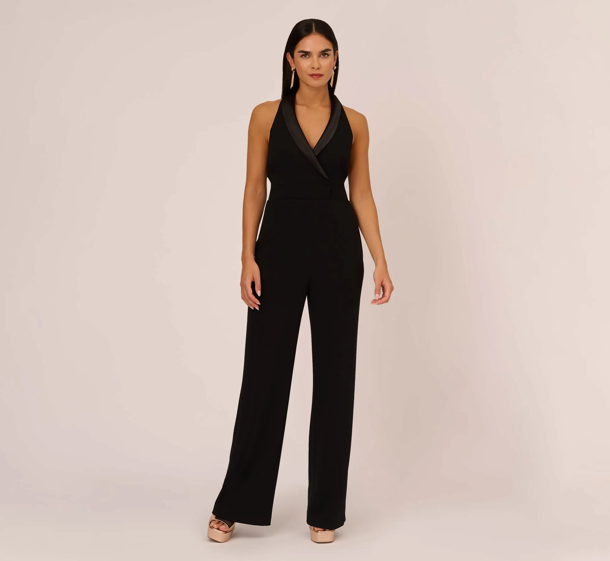 Tuxedo Jumpsuit With Halter Neckline In Black sold by Adrianna Papell