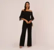 Off The Shoulder Crepe Jumpsuit With Organza Sleeves In Black sold by Adrianna Papell