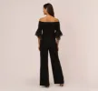 Off The Shoulder Crepe Jumpsuit With Organza Sleeves In Black sold by Adrianna Papell