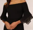 Off The Shoulder Crepe Jumpsuit With Organza Sleeves In Black sold by Adrianna Papell