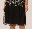 Floral Embroidered Midi Dress With Sheer Cap Sleeves In Black Ivory sold by Adrianna Papell