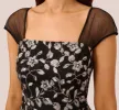 Floral Embroidered Midi Dress With Sheer Cap Sleeves In Black Ivory sold by Adrianna Papell