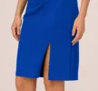Short Sleeves Sheath Dress With Asymmetrical Neckline In Violet Cobalt sold by Adrianna Papell