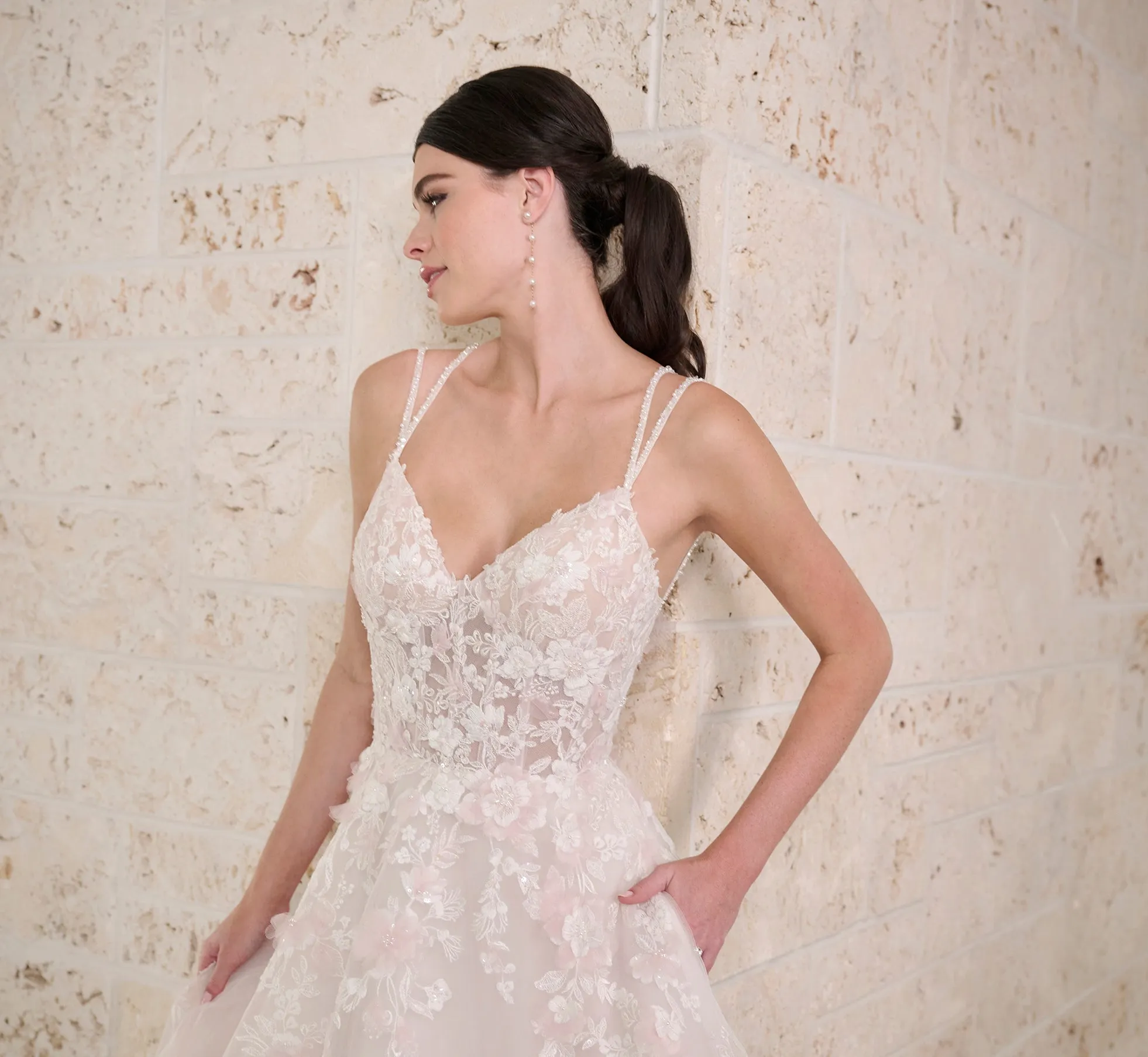 Tulle And Lace A-Line Gown In Ivory Blush sold by Adrianna Papell product image thumbnail 2