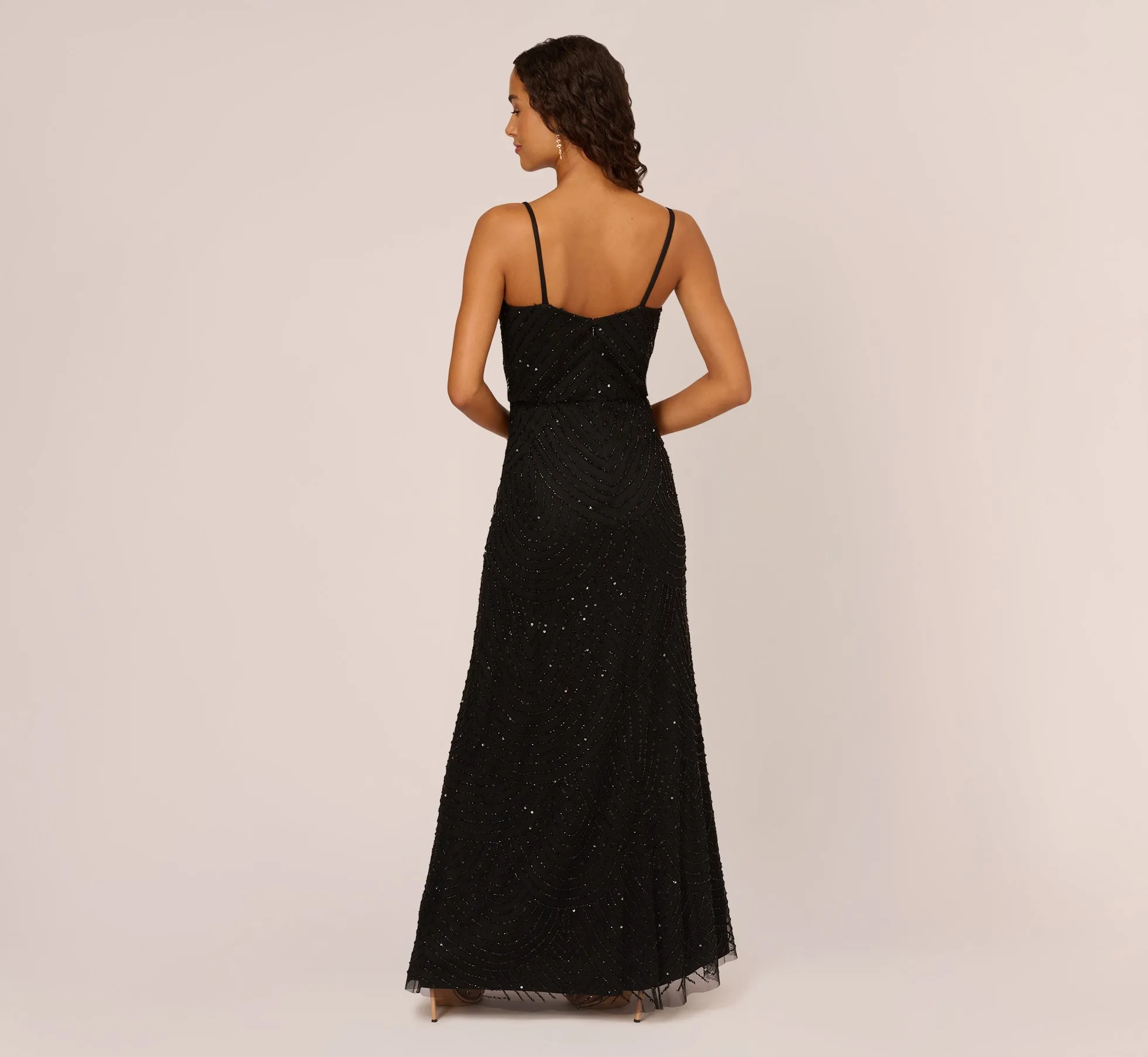 Art Deco Beaded Blouson Gown In Black sold by Adrianna Papell product image thumbnail 5