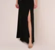 Flutter Sleeve Crepe Gown With Floral Sequin Beading In Black Blush Multi sold by Adrianna Papell