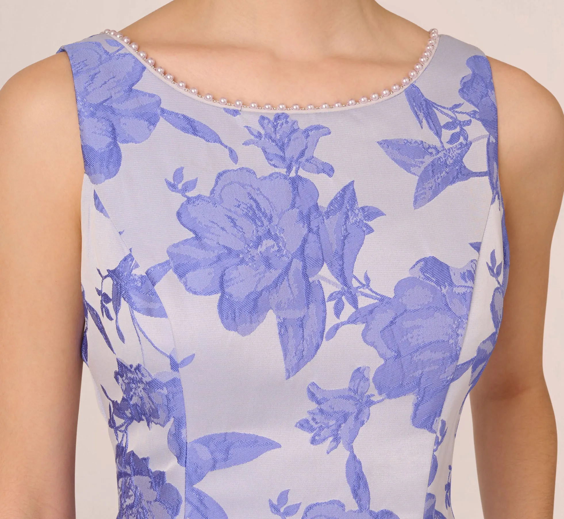 Floral Jacquard Fit And Flare Dress With Midi Skirt In Peri Cruise sold by Adrianna Papell product image thumbnail 3