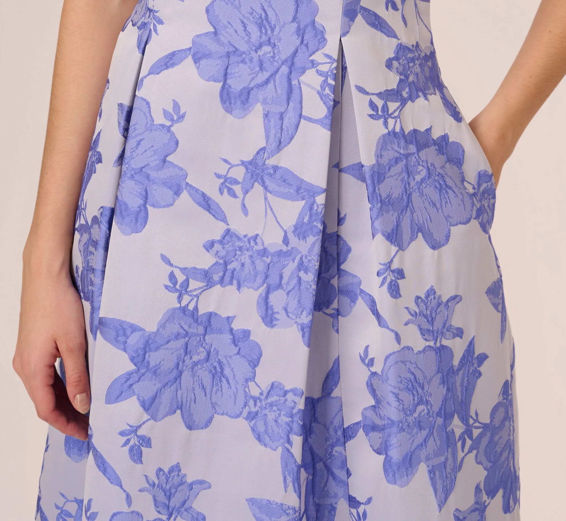 Floral Jacquard Fit And Flare Dress With Midi Skirt In Peri Cruise sold by Adrianna Papell product image thumbnail 5