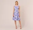 Floral Jacquard Fit And Flare Dress With Midi Skirt In Peri Cruise sold by Adrianna Papell