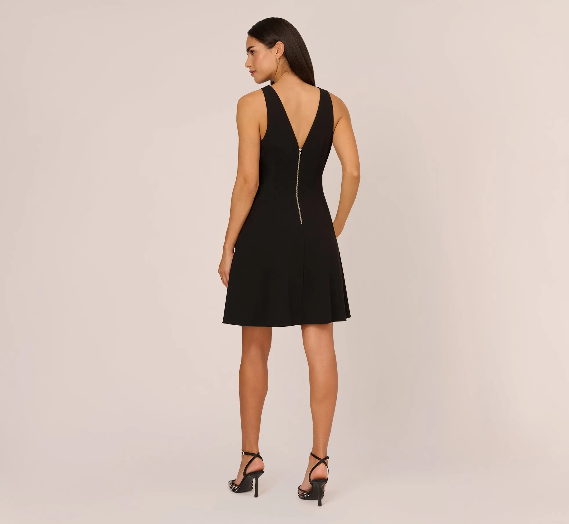 Sleeveless Crepe Mini Dress With Rhinestone Bow Accent In Black sold by Adrianna Papell product image thumbnail 4