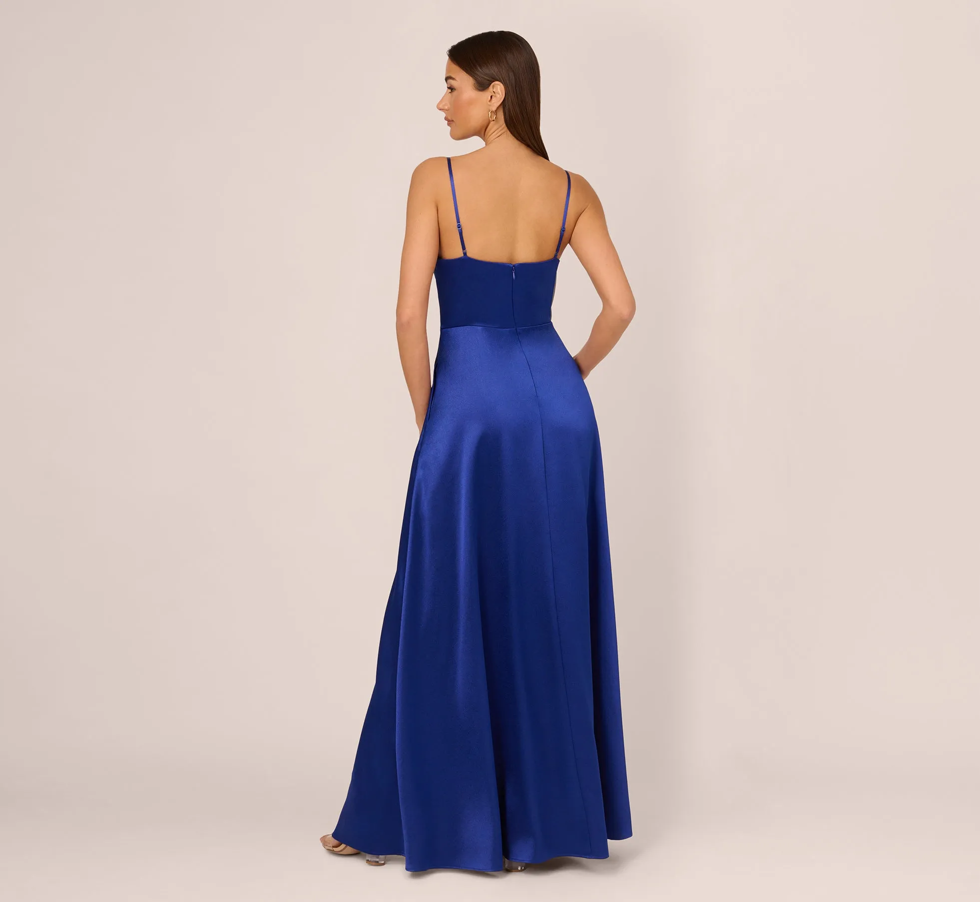 Liquid Satin Gown With Corset Bodice In Royal Sapphire sold by Adrianna Papell product image thumbnail 4