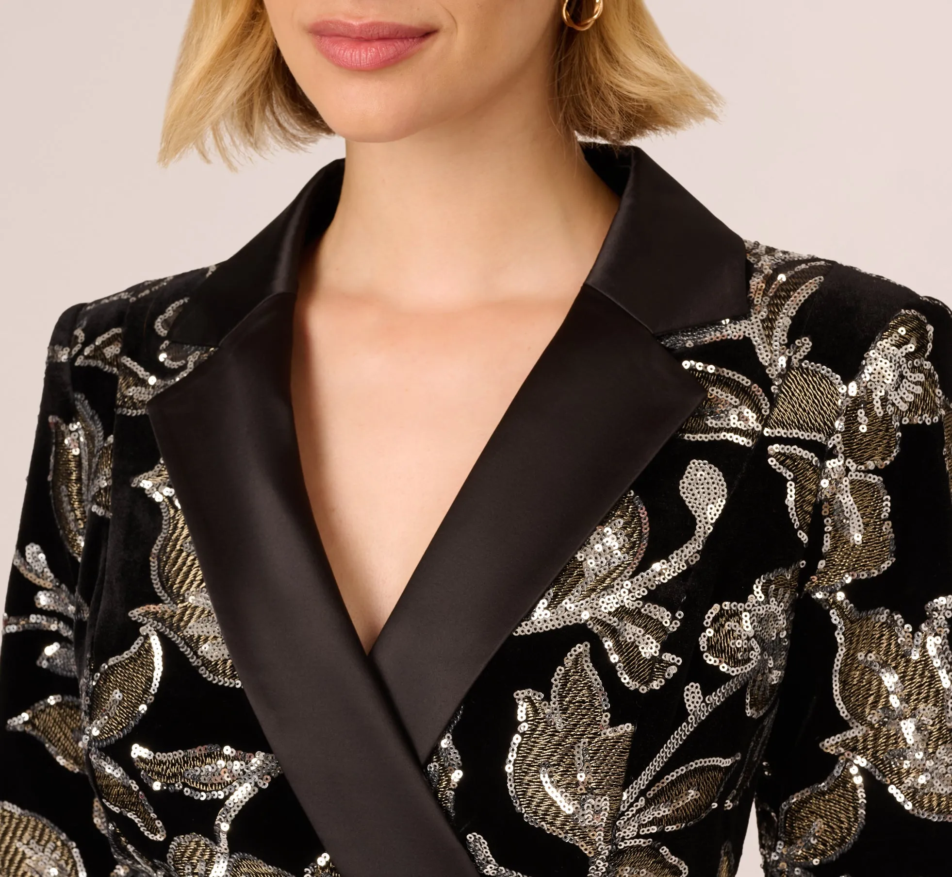 Velvet Blazer Short Dress In Black Silver sold by Adrianna Papell product image thumbnail 4