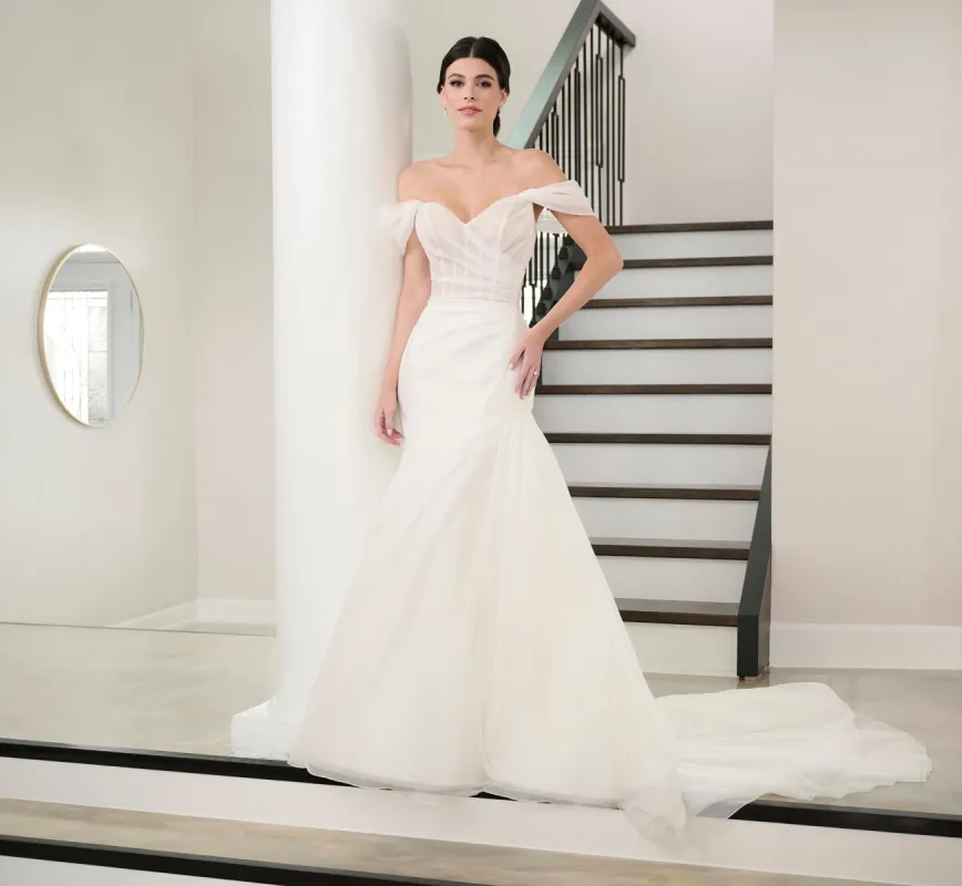 Watercolor Printed Organza Gown In Ivory sold by Adrianna Papell