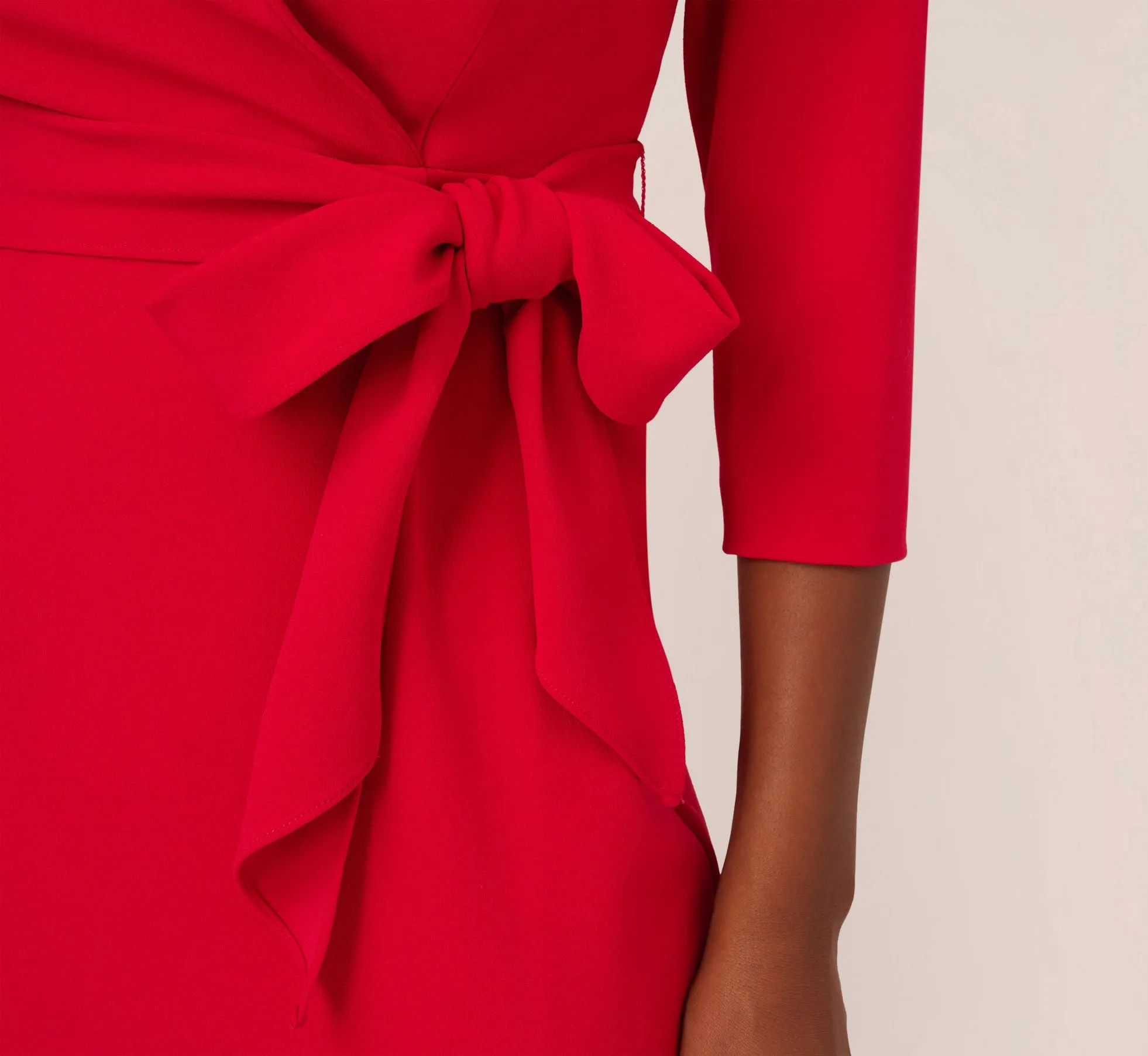 Wrap Front Dress With Three-Quarter Sleeves In Hot Ruby sold by Adrianna Papell product image thumbnail 5
