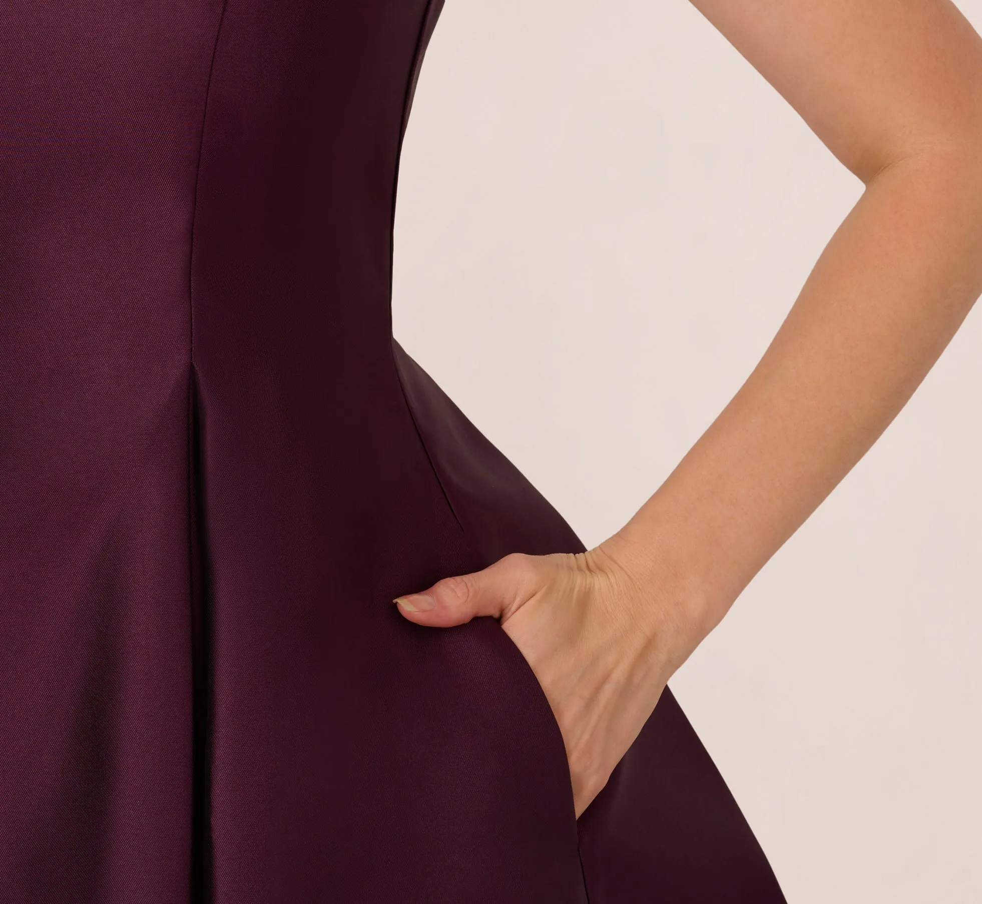 Mikado Midi Dress With Beaded Spaghetti Straps In Pinot Noir sold by Adrianna Papell product image thumbnail 5