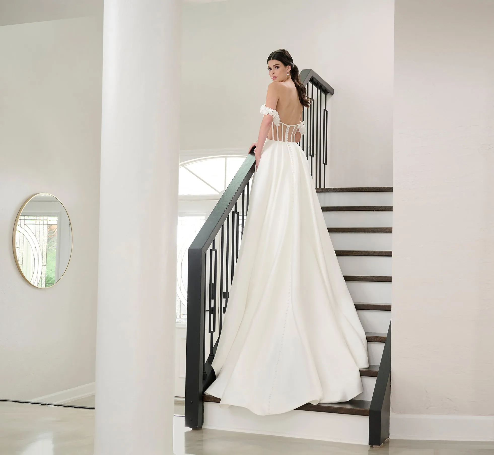 Stretch Mikado Gown In Ivory Nude sold by Adrianna Papell product image thumbnail 3