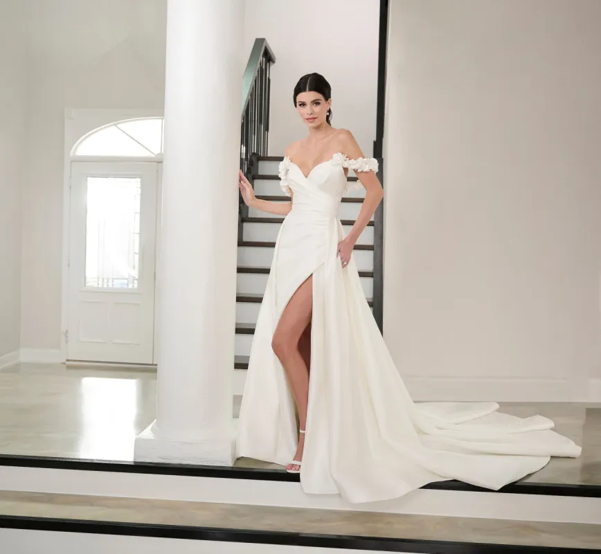 Stretch Mikado Gown In Ivory Nude sold by Adrianna Papell