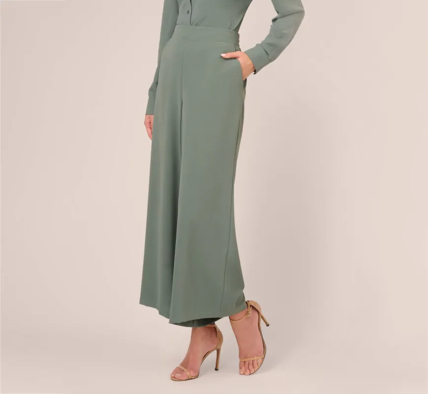 Cropped Pants With Wide Legs In Dusty Seafoam sold by Adrianna Papell