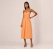Tie Halter Midi Dress With Shirred Bodice In Apricot Sorbet sold by Adrianna Papell